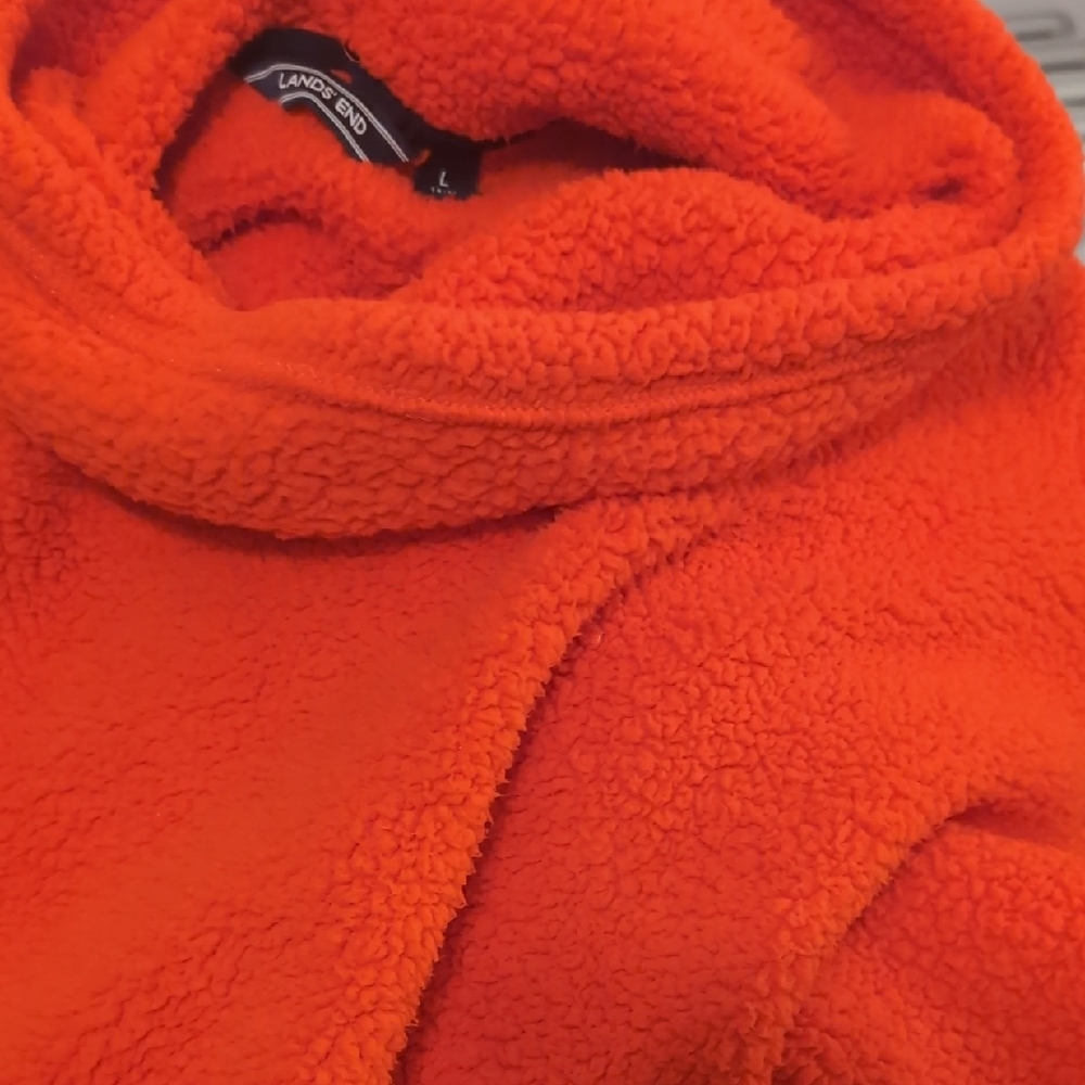 Lands' End Vibrant Orange Fleece Hoodie